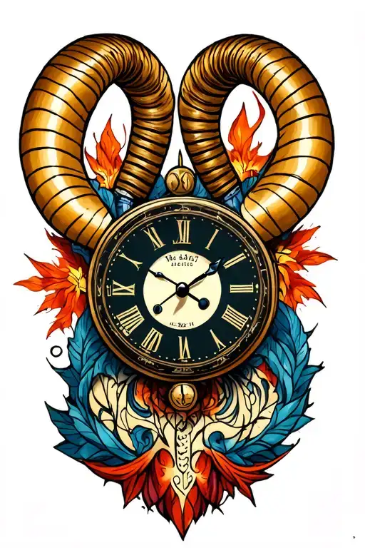 Men's clock 3:15 p.m. 22/12/1996 Capricorn tattoo design idea