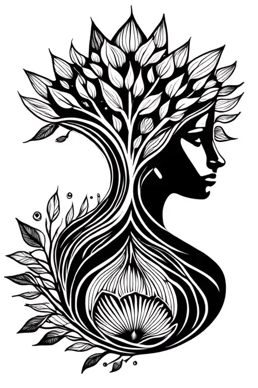 nature mother family tattoo design idea