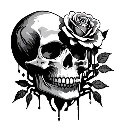 I want a momento more style skull with a rose and a spider inside the skull, hourglass involved somehow  tattoo design idea