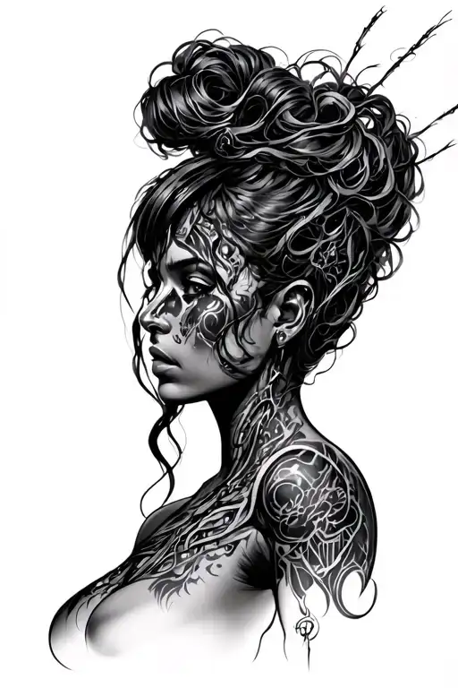 sci fi nude girl tattoo design idea