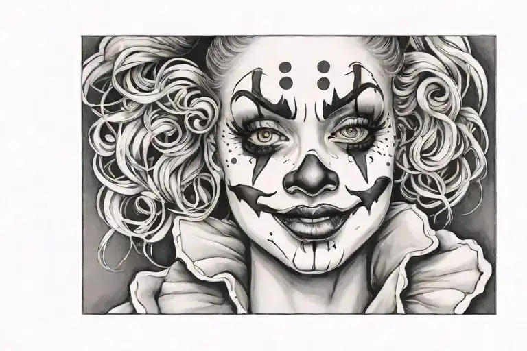 girl clown face tattoo design idea