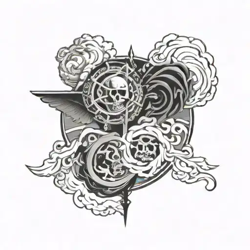 thin line between heaven and hell towards heaven symbol tattoo design idea