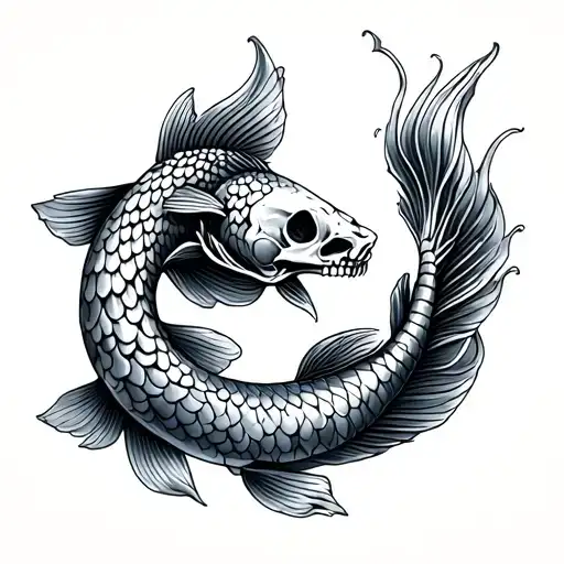 Skeleton Koi Fish tattoo design idea