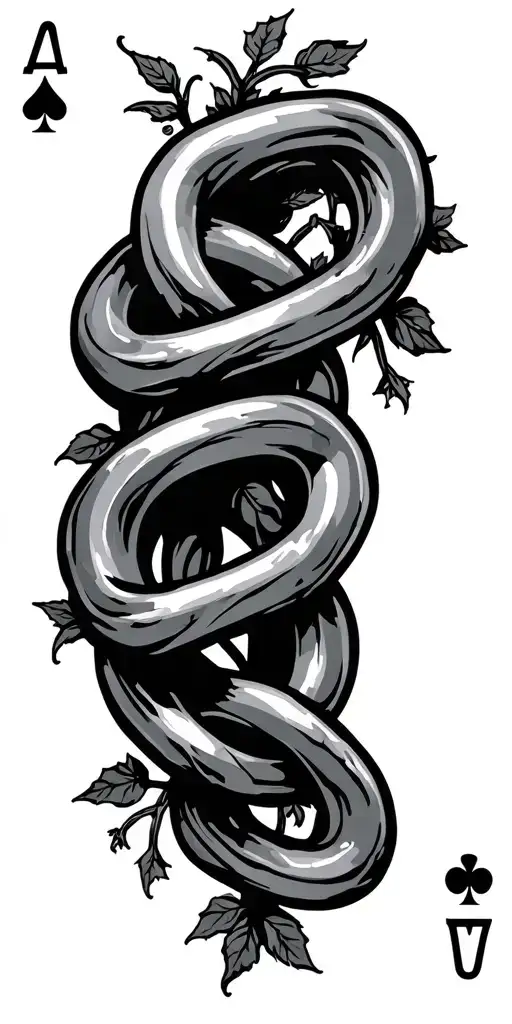 small Chain links with small vines wrapping around playing cards  tattoo design idea