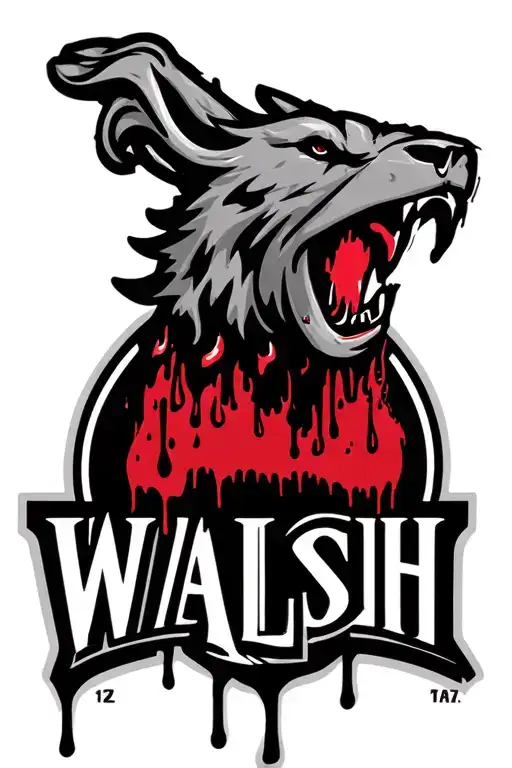 Walsh University logo with blood dripping from it tattoo design idea