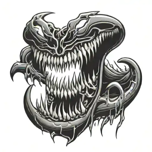 venom carnage teeth under " pain is temporary " written grudge font tattoo design idea