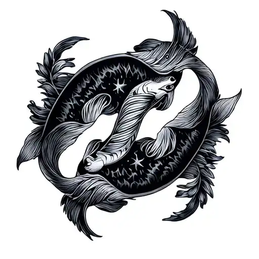Libra and Pisces symbol tattoo design idea