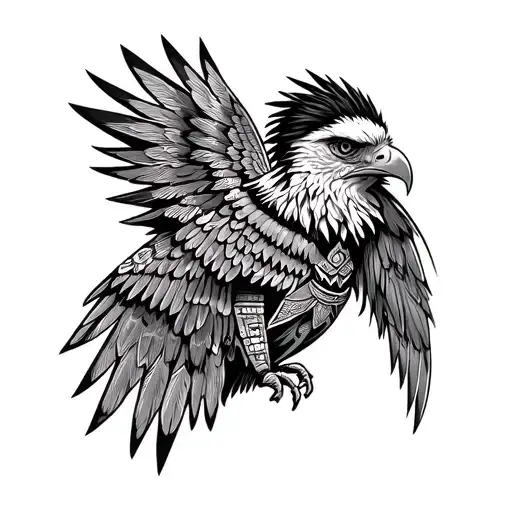 Aztec eagle warrior with spread wings tattoo design idea