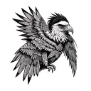 Aztec eagle warrior with spread wings tattoo design idea