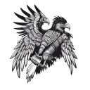 Aztec eagle warrior with spread wings tattoo design idea