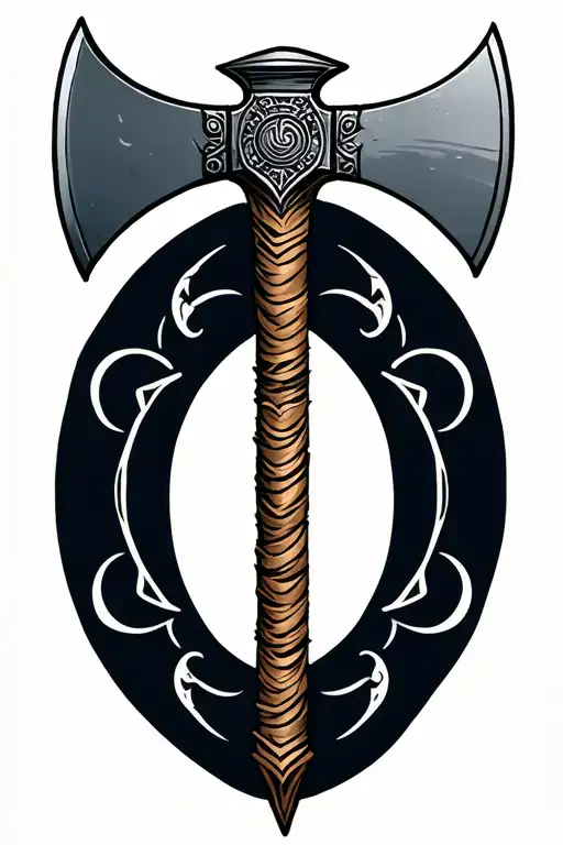 2-headed axe and Pluto glyph  tattoo design idea