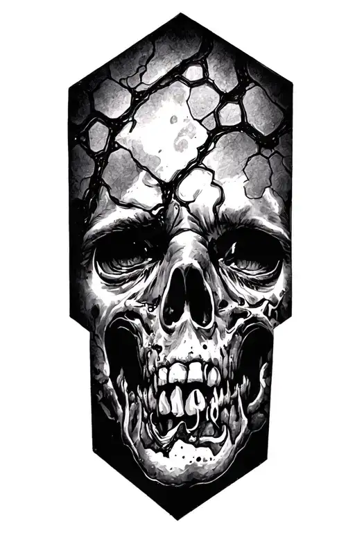 depression hexagon pattern inspired love hate tattoo design idea