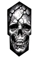 depression hexagon pattern inspired love hate tattoo design idea