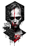 depression hexagon pattern inspired love hate tattoo design idea