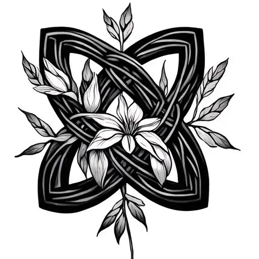 father daughter celtic knot made from flowering wild irish rushes tattoo design idea