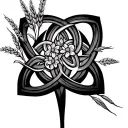 father daughter celtic knot made from flowering wild irish rushes tattoo design idea