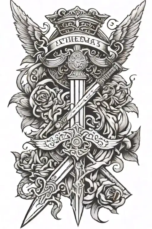 athenas sword and maximus's sword  tattoo design idea