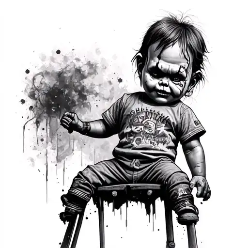 Chucky on stilts Chicano style  tattoo design idea
