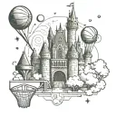 A Disney castle with basketball hoops as turrets, representing the client's love for both Disney and basketball tattoo design idea