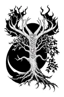 viking, yggdrasil, tree, tattoo design idea