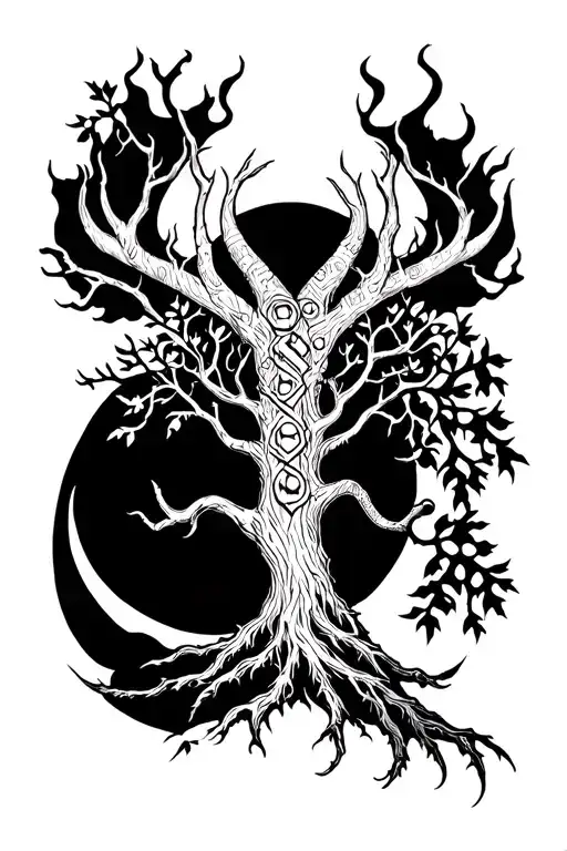 viking, yggdrasil, tree, tattoo design idea