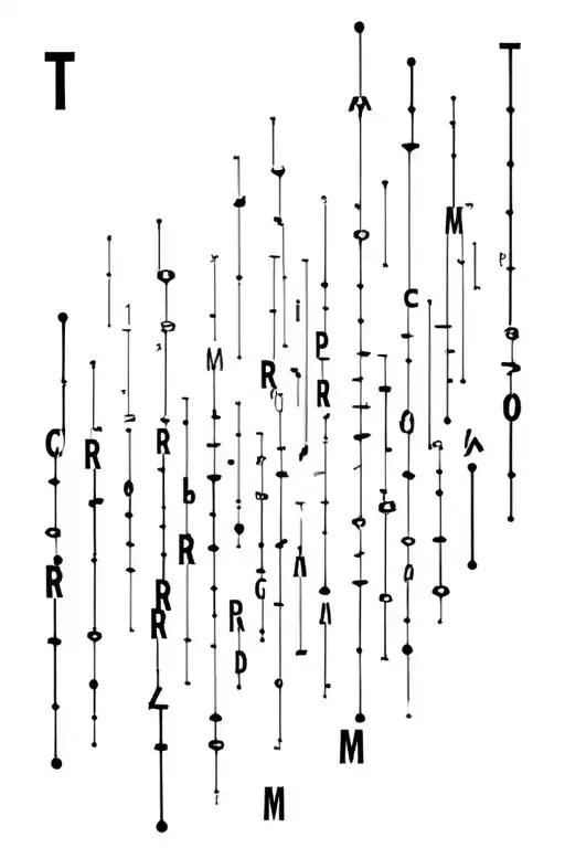 matrix falling code with letters T R M T L M Jack Reese Callie 7 9 10 10 2 08 tattoo design idea