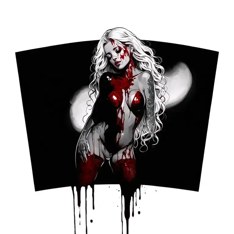 sexy bloody women full body  tattoo design idea