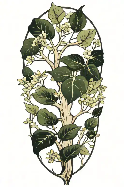 half sleeve Morton bay fig tree tattoo design idea