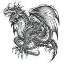I want a dragon sleeve where the head is on my right chest and the tail wraps around my arm from bottom to top tattoo design idea