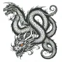 I want a dragon sleeve where the head is on my right chest and the tail wraps around my arm from bottom to top tattoo design idea