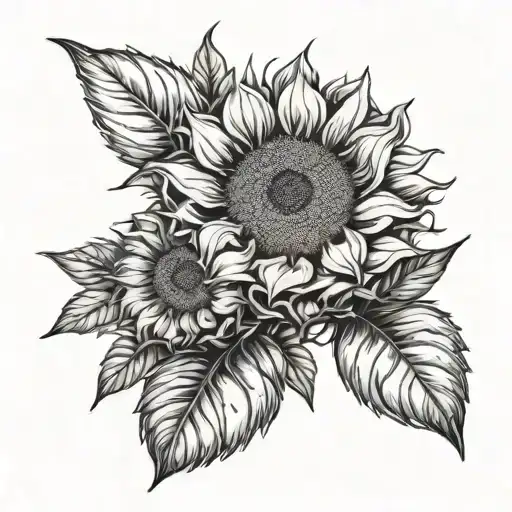 Black And White Sunflower tattoo design idea