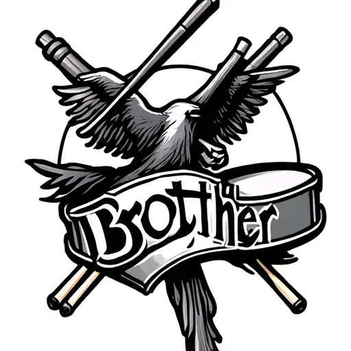 brother memorial tattoo design featuring drum sticks tattoo design idea