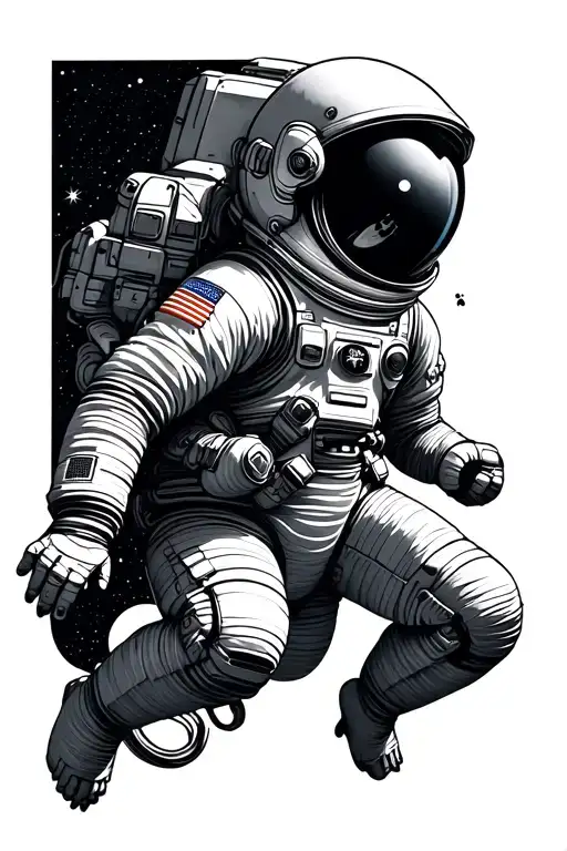 astronaut floating in space tattoo design idea