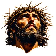Jesus looking up with the crown of thorns on his head tattoo design idea