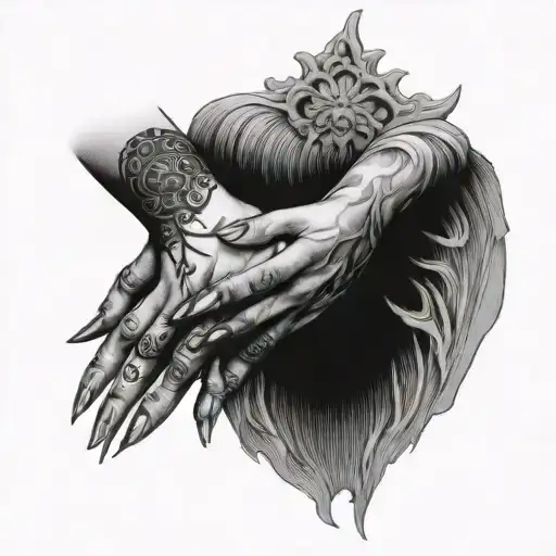 vulva holding hands tattoo design idea