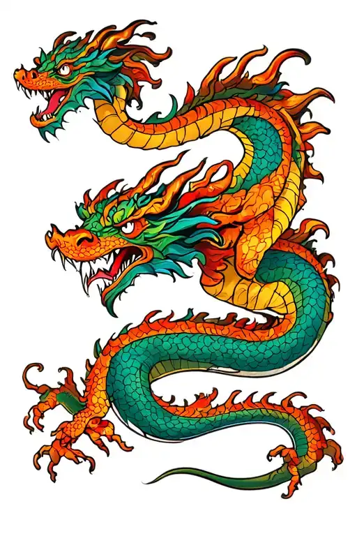 Dragon curled tattoo design idea