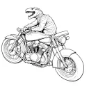 dino riding a motorcycle tattoo design idea