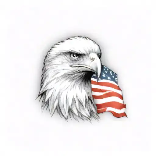 american flag background; eagle holding bombs foreground tattoo design idea