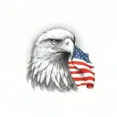 american flag background; eagle holding bombs foreground tattoo design idea