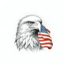american flag background; eagle holding bombs foreground tattoo design idea