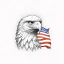 american flag background; eagle holding bombs foreground tattoo design idea