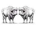 two bison standing opposite each other tattoo design idea