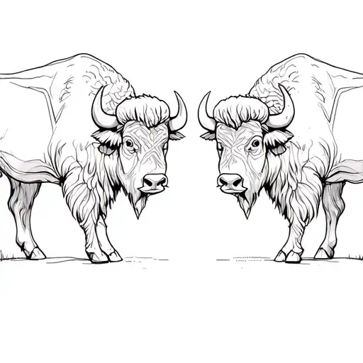 two bison standing opposite each other tattoo design idea