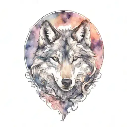 black wolf white wolf head back to back tattoo design idea
