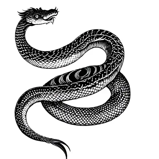 earth snake flat traditional chinese tattoo design idea