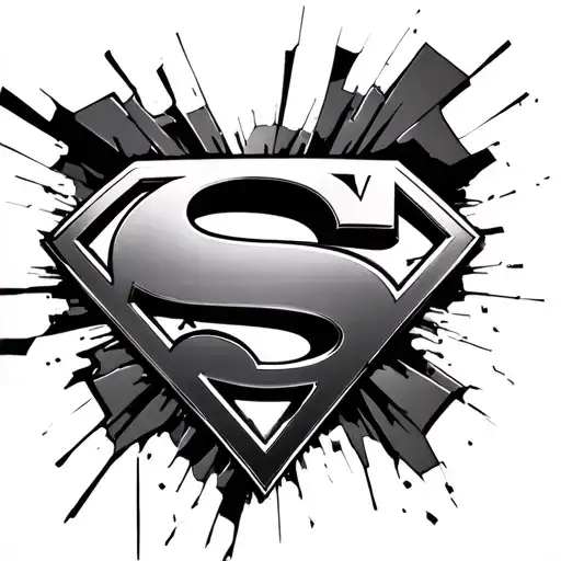 battered, broken and torn Superman logo tattoo design idea
