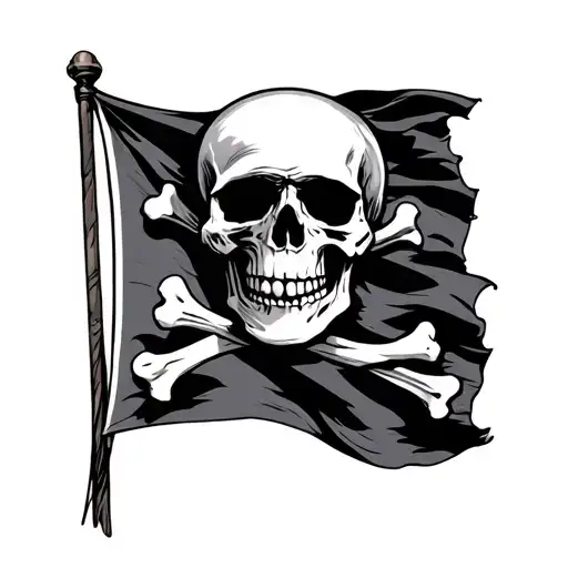 skull and bones flag day two dead tattoo design idea