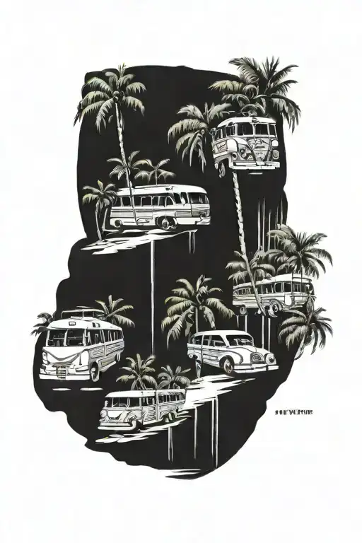 Miami Beach scene tattoo design idea