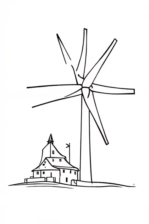 windmill + symbol of barcelona logo tattoo design idea