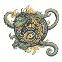 monkey dragon yin yang tattoo design idea